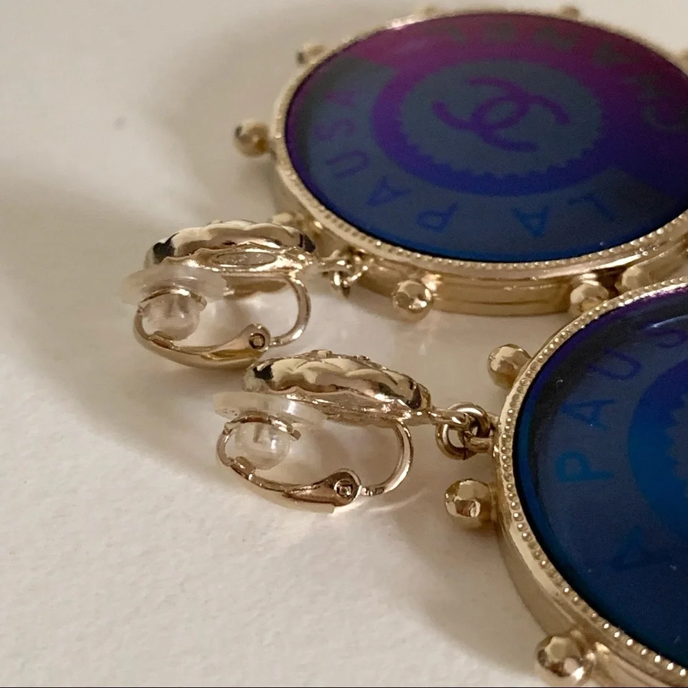 Chanel Large Logo Disc Earrings